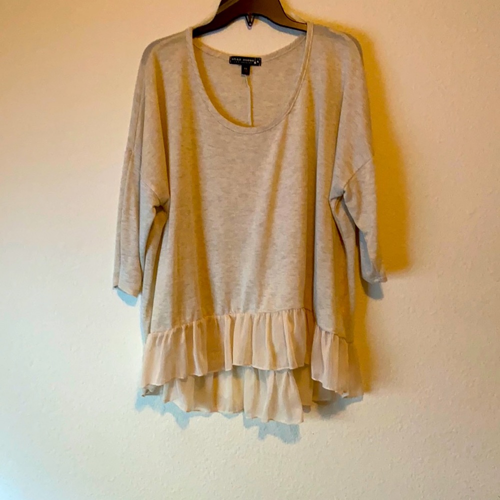 Tan shirt with raffle detailing
